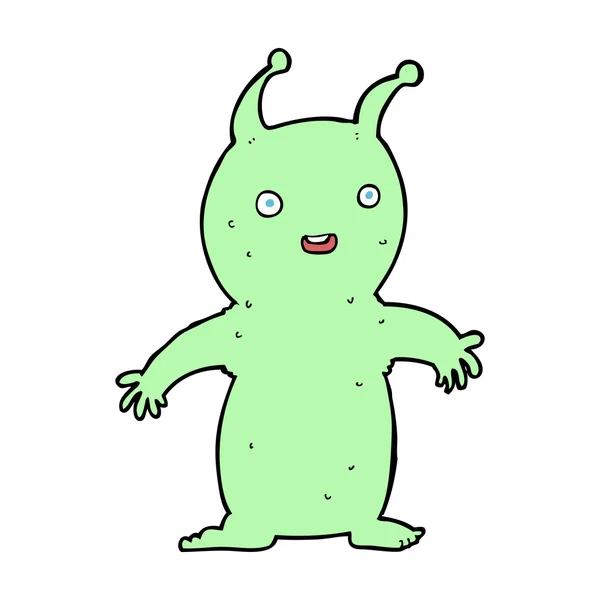 Desenho animado pequeno alienígena feliz —  Vetores de Stock