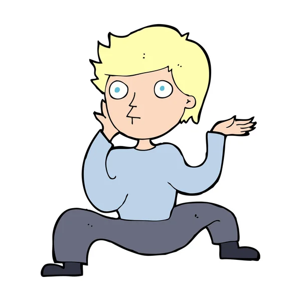 Cartoon jongen doet gekke dans — Stockvector