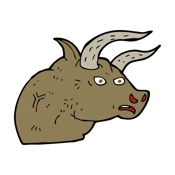 Tête de taureau en colère dessin animé — Image vectorielle