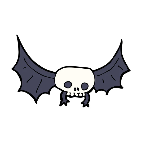 Cartone animato spaventoso cranio pipistrello — Vettoriale Stock