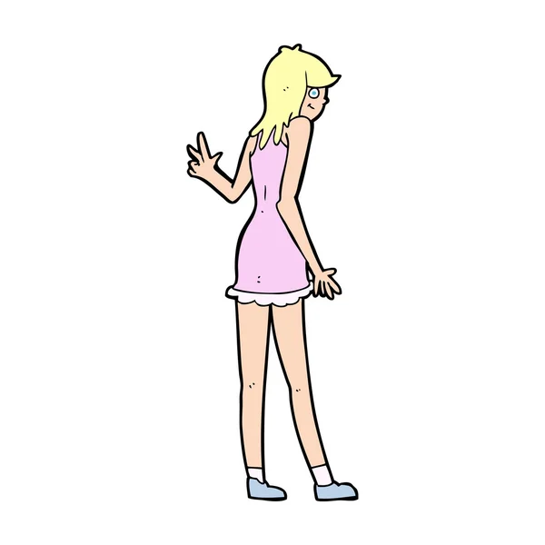Donna dei cartoni animati che saluta — Vettoriale Stock