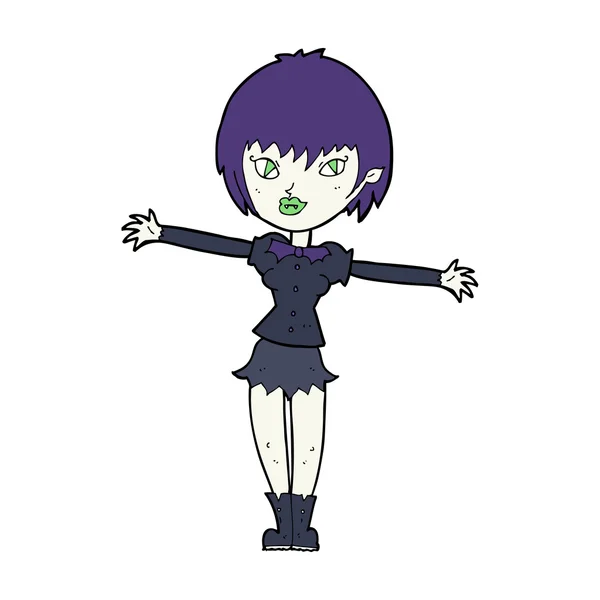 Chica vampiro de dibujos animados — Vector de stock