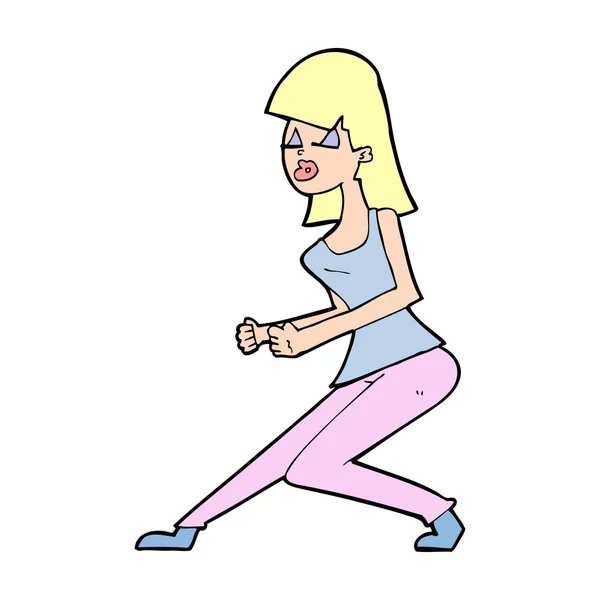 Zeichentrick verrücktes tanzendes Mädchen — Stockvektor