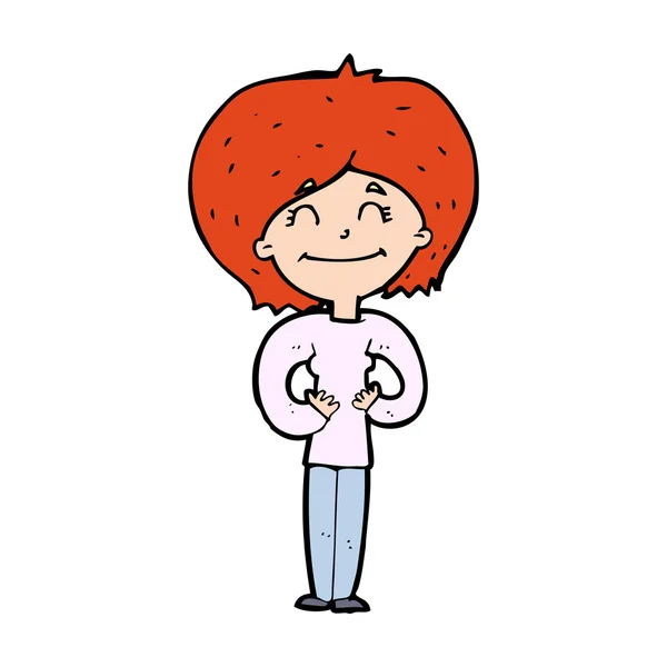 Dibujos animados mujer feliz — Vector de stock