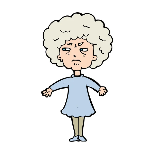 Cartoon bitter old woman — Stock Vector