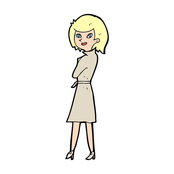 Mujer de dibujos animados en gabardina — Vector de stock