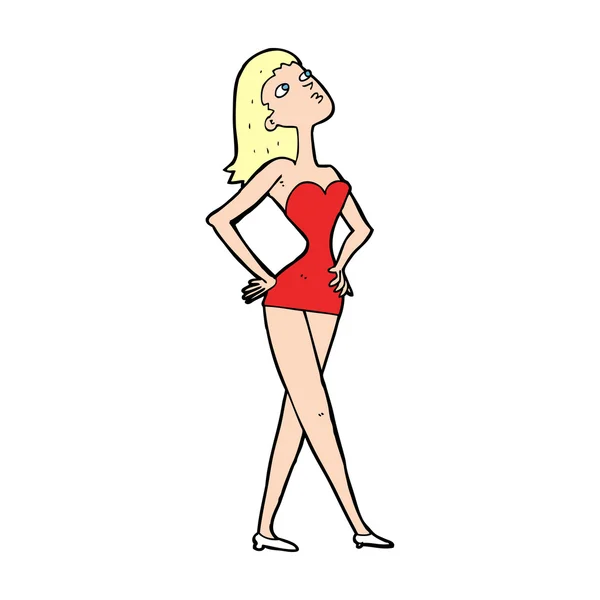 Femme dessin animé en robe de soirée — Image vectorielle