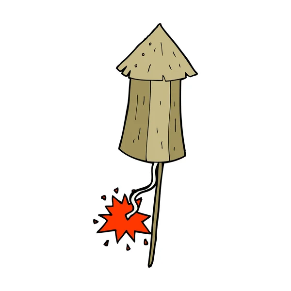 Tecknad gamla trä raket — Stock vektor