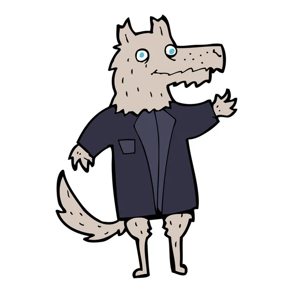 Homem de negócios lobo dos desenhos animados — Vetor de Stock