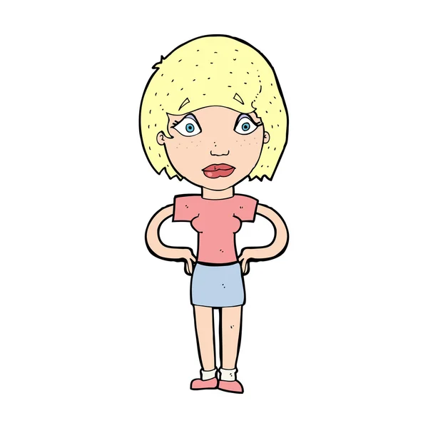 Cartoon bezorgd vrouw — Stockvector