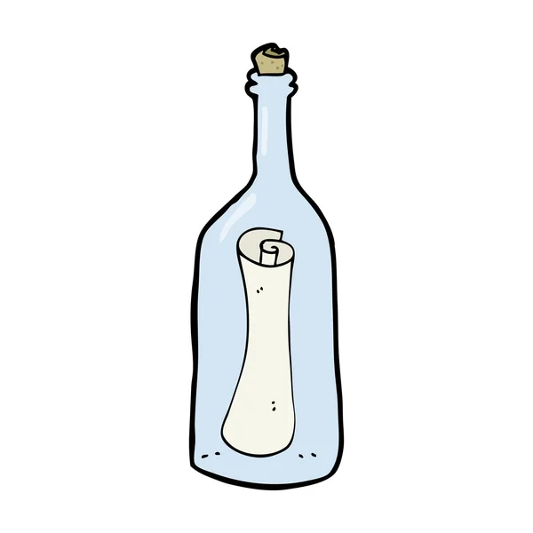 Carta dos desenhos animados em uma garrafa — Vetor de Stock