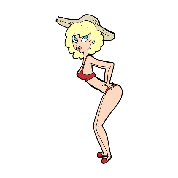 Cartoon pin-up beach girl — Stock Vector
