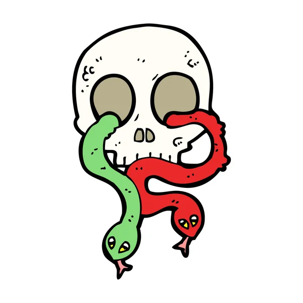Cartoon schedel met slangen — Stockvector