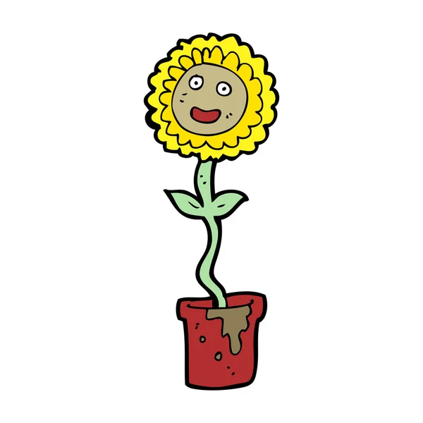 Karikatur Blume mit Gesicht — Stockvektor