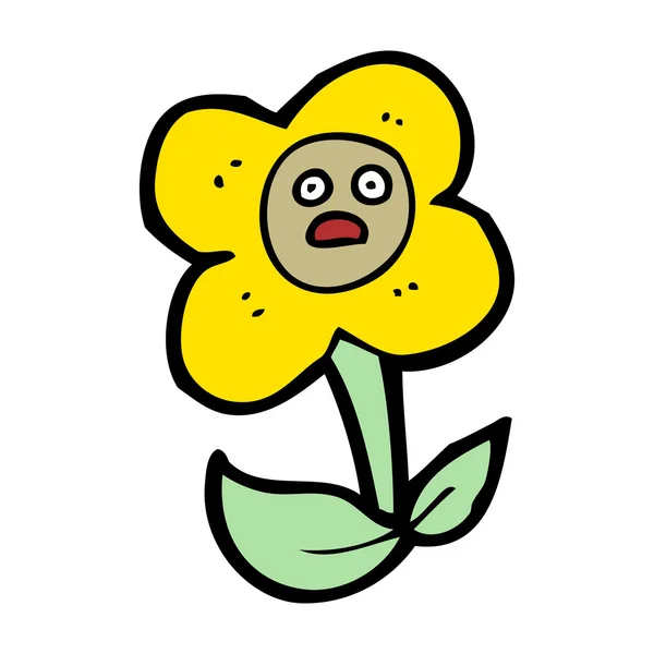 Fleur de dessin animé avec visage — Image vectorielle