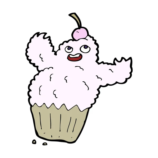 Monstruo cupcake de dibujos animados — Vector de stock