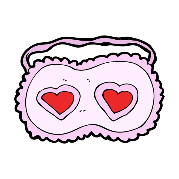 Cartoon sleeping mask with love hearts — Stock Vector