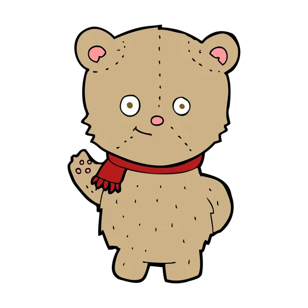 Cartoon zwaaien teddy bear — Stockvector