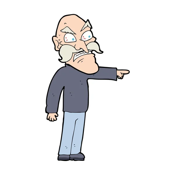 Cartoon furious old man — Stock Vector