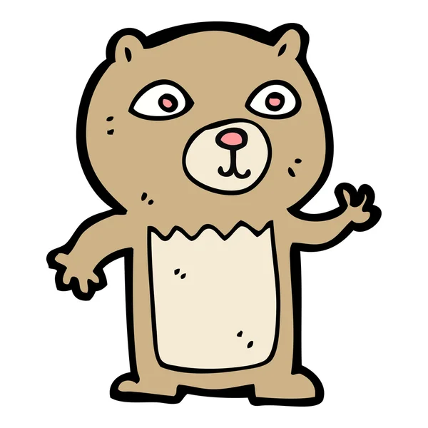 Cartoon waving teddy bear — Stock Vector