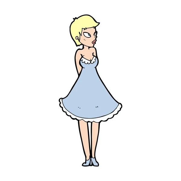 Dessin animé jolie femme en robe — Image vectorielle