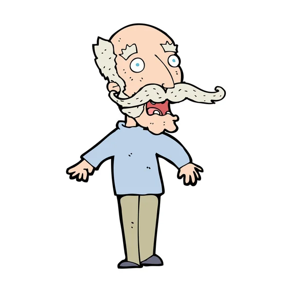 Cartoon old man gasping in surprise — Stock Vector