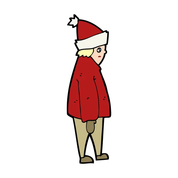 Persona de dibujos animados en ropa de invierno — Vector de stock