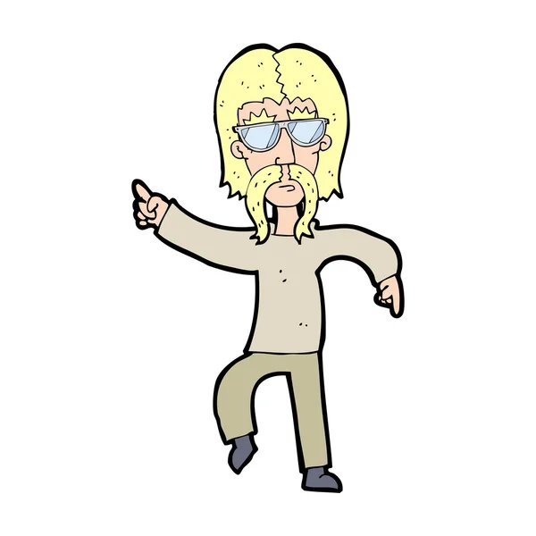 Cartoon hippie man met bril — Stockvector