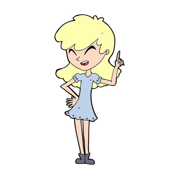 Chica de dibujos animados haciendo punto — Vector de stock