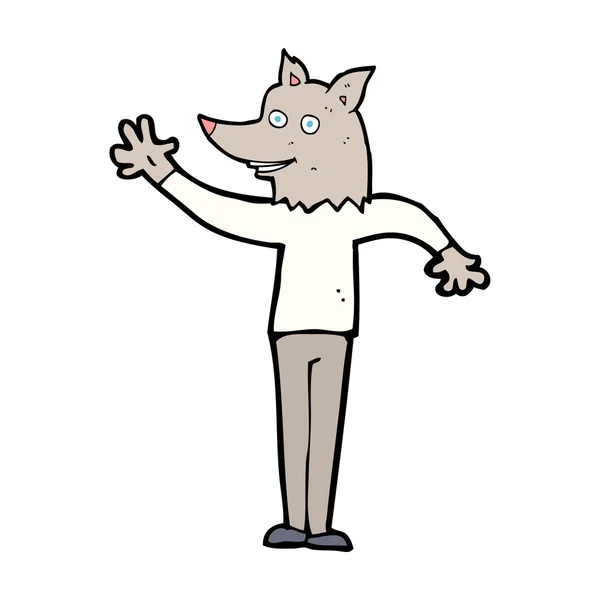 Cartoon wuivende wolf man — Stockvector