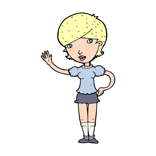 Chica de dibujos animados saludando — Archivo Imágenes Vectoriales