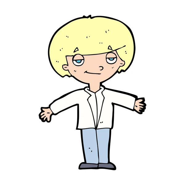 Cartoon zelfvoldane jongen — Stockvector