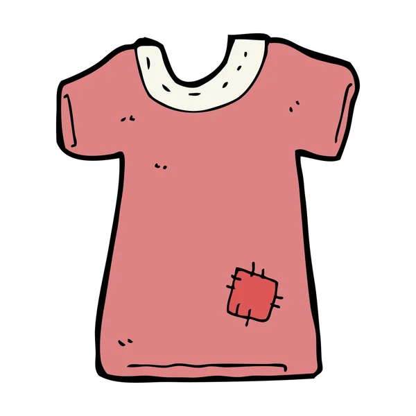 Cartoon gepatchte oude T-shirt — Stockvector