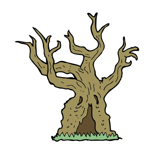 Dibujos animados espeluznante viejo árbol — Vector de stock