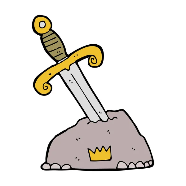 Espada de dibujos animados en piedra — Vector de stock