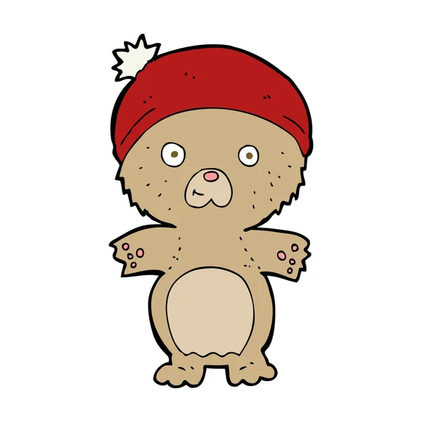 Cartoon süßer Teddybär mit Hut — Stockvektor