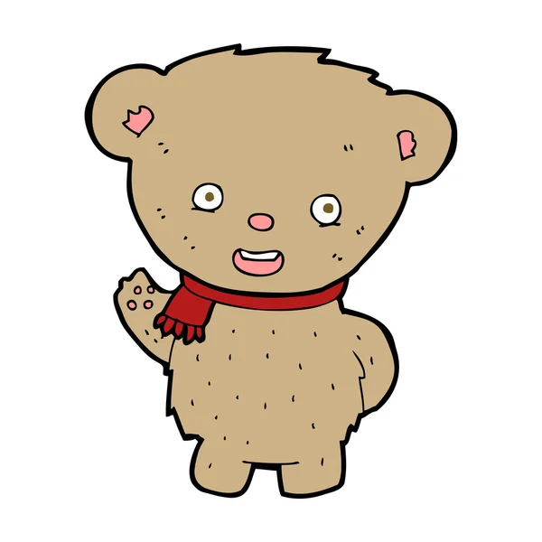 Dibujos animados oso de peluche ondeando — Archivo Imágenes Vectoriales