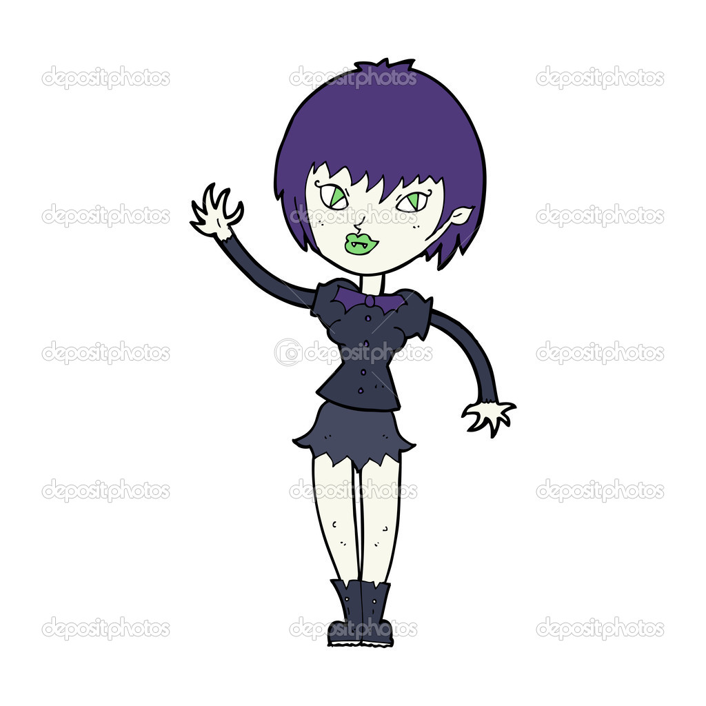 Desenho animado menina vampiro feliz imagem vetorial de lineartestpilot©  74322517