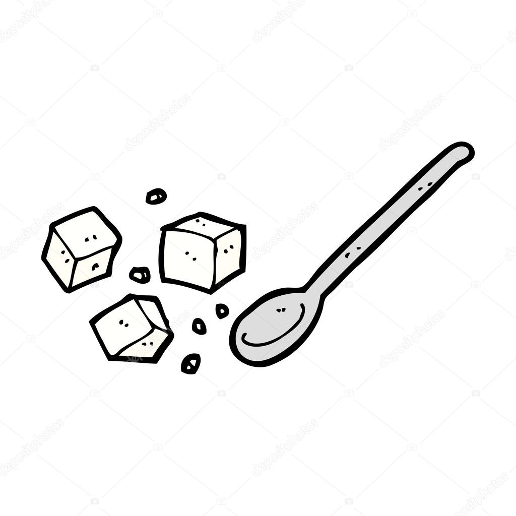 stock illustration cartoon sugar lumps and spoon
