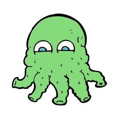 Çizgi film uzaylı mürekkep balığı suratlı