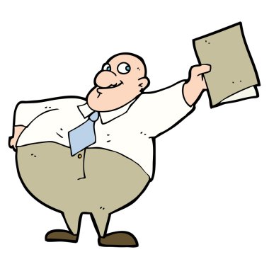 karikatür mutlu patron ile dosya
