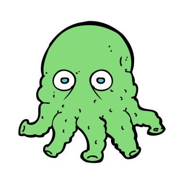 Çizgi film uzaylı mürekkep balığı suratlı