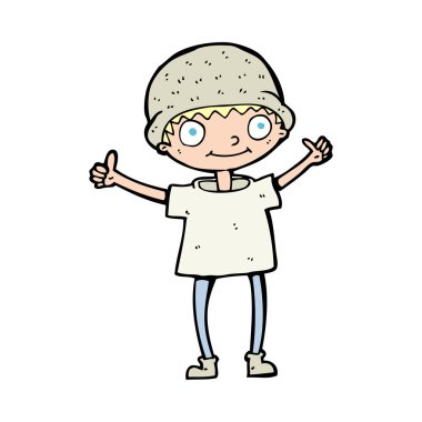 Pozitif tavırlı çizgi film çocuğu.