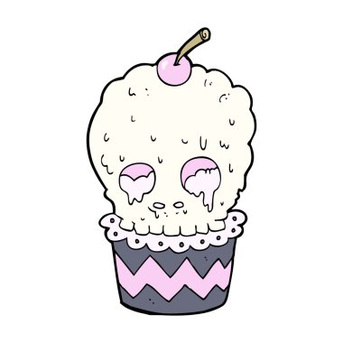 Spooky kafatası cupcake karikatür