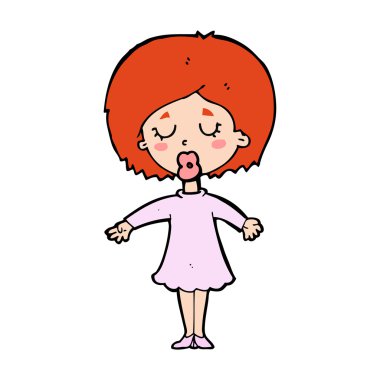 elbiseli kadın karikatür