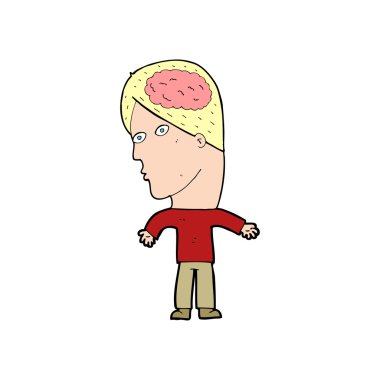 Beyin sembolü olan çizgi film adamı.