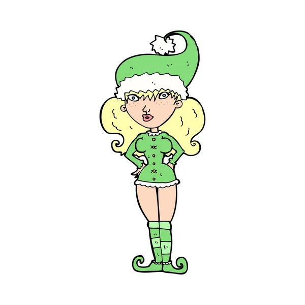 Cartoon santa's helper kvinna — Stock vektor