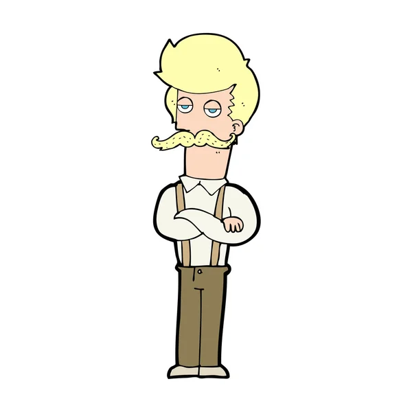 Dessin animé homme avec moustache — Image vectorielle