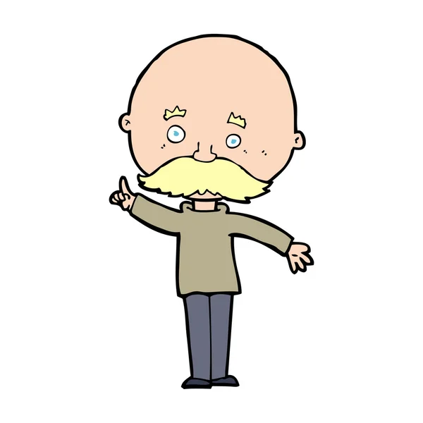 Cartoon bald man with idea — Stock Vector