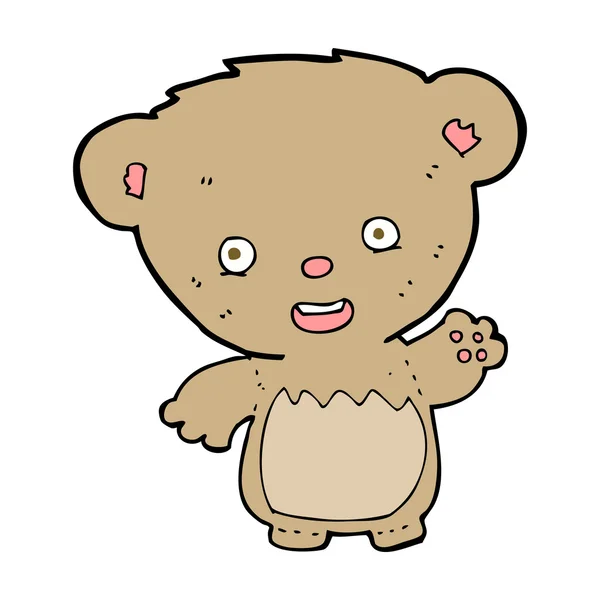 Γελοιογραφία teddy αρκούδα κουνώντας — Διανυσματικό Αρχείο